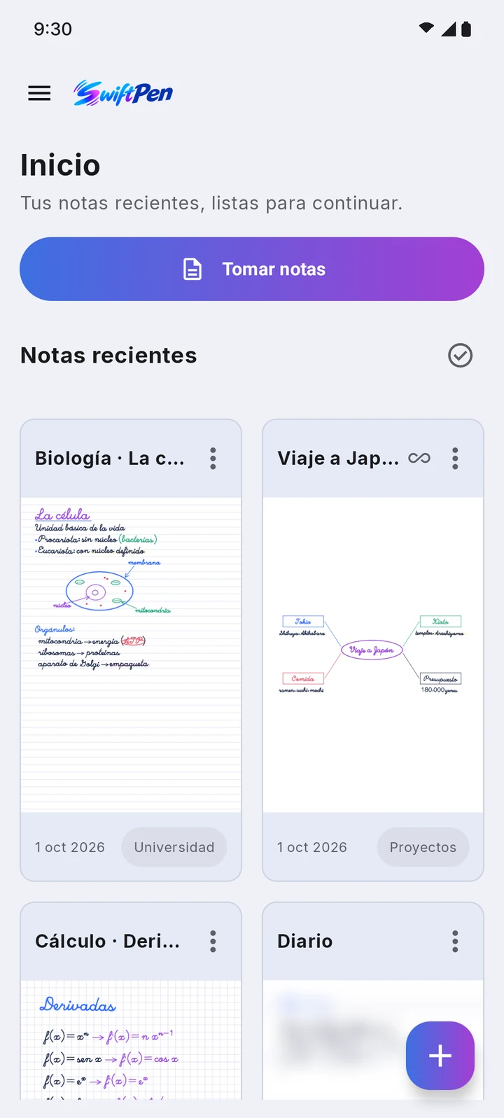 La biblioteca de SwiftPen en un móvil.